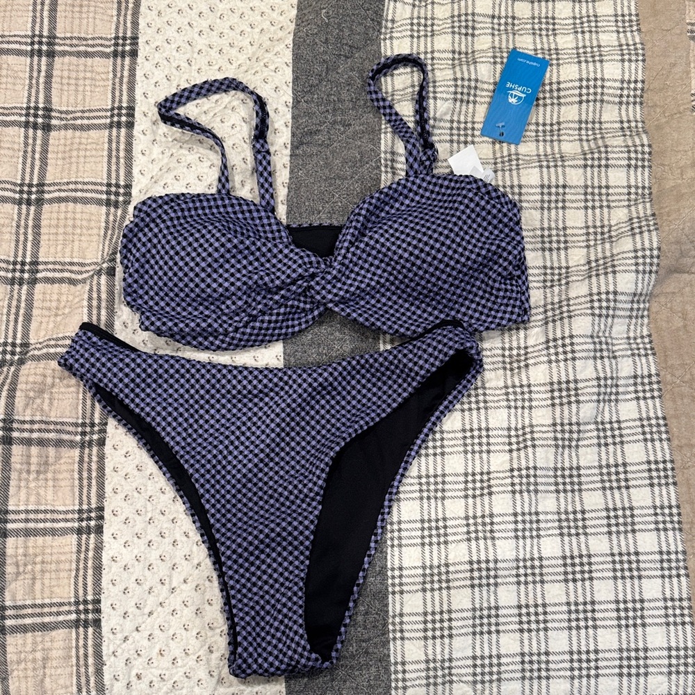 Cupshe Purple and black checkered bikini